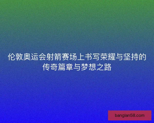 伦敦奥运会射箭赛场上书写荣耀与坚持的传奇篇章与梦想之路